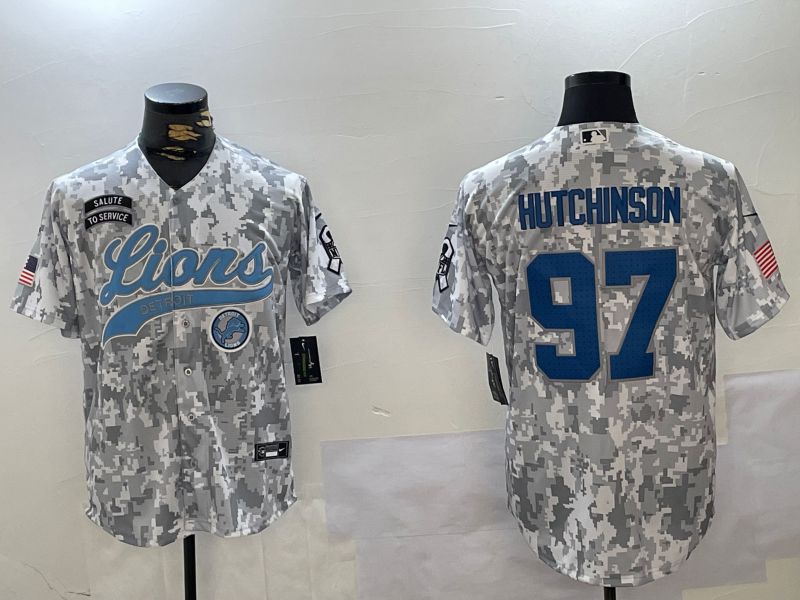 Men Detroit Lions #97 Hutchinson Nike Arctic Camo 2024 Salute to Service Limited NFL Jersey style 2